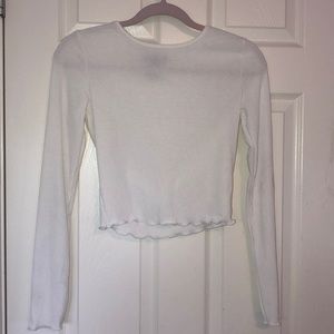 White lettuce hem long sleeve